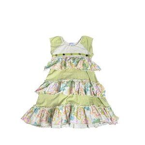 Naartjie Kids Girls 1Y Green & Floral Ruffle Dress Cotton Blend
